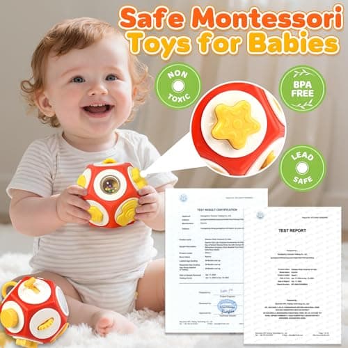 Chilvil Busy Cube Busy Board for 1 Year Old, Montessori Sensory Toys Airplane Car Travel Activities for 12-18 Month Boy Girl Gifts Valentine Day's Gifts for Baby Toddler Easter Basket Stuffer Gift — view 4