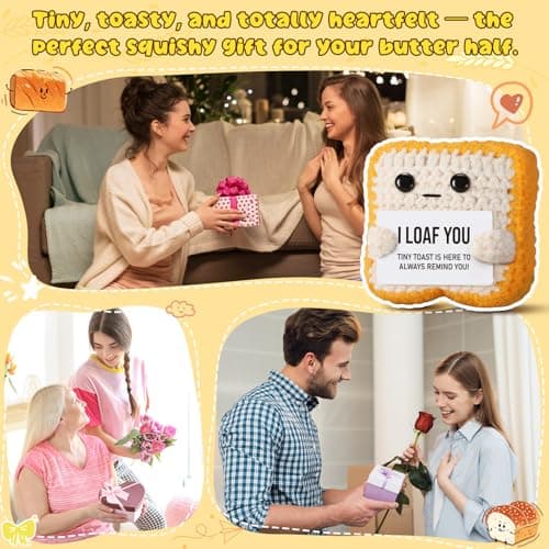 Gifts for Her Him Loved One Crochet Toast “I Loaf You” Gifts for Boyfriend Girlfriend, Funny Wedding Anniversary Birthday Gift for Women Men Couples Wife Husband - Easter Basket Stuffers & Mothers day — view 3