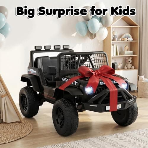 Costzon Ride on Truck, 24V Ride on Toys for Kids, Electric Vehicle with Parent Remote Control, Music, Horn, LED Headlights & Spring Suspension, Kids Car for Boys & Girls Aged 3+ (Black,24V)