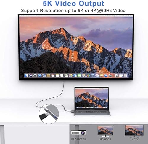 USB C Adapter for MacBook Pro/Air M1 M2 M3 2021 2020 2019 13" 15" 16", 6 in 1 USB-C Hub MacBook Pro Accessories with 3 USB 3.0 Ports,USB C to microSD/SD Card Reader and 100W Thunderbolt 3 PD Port — view 2