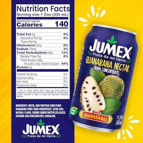 Jumex Soursop Juice Nectar - Made with Guanabana Fruit Puree - Guanabana Juice Concentrate for Tropical Fruit Smoothie Mix, Cocktail Mixers & Kids Drinks & Beverages - 11.3oz, 1 Pack Canned Drink