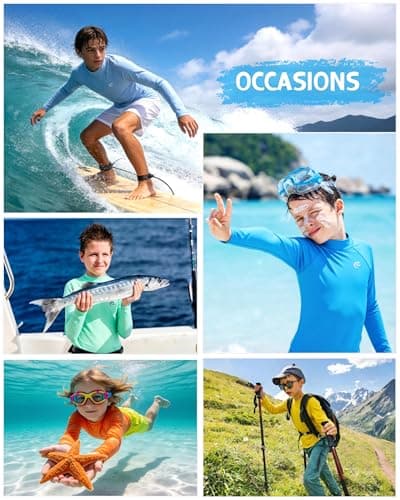 DRONIRING Boys' Long Sleeve Rash Guard, UPF 50+ Swim Shirt Toddler Kids, Quick Dry SPF UV Sun Protection Water Shirts for Beach Surf Swimming — view 5