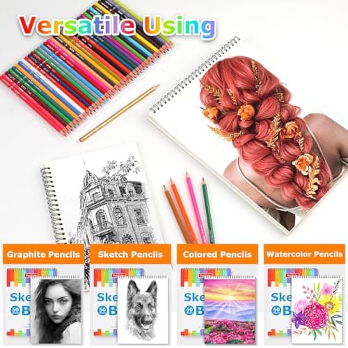 9" x 12" Sketch Book, 2-Pack 50 Sheets Spiral Bound Art Sketchbook, Acid Free Artist Drawing Book Paper, Art Supplies for Adults Kids, Craft Activities, Sketch Paper for Drawing Coloring Sketching — view 2