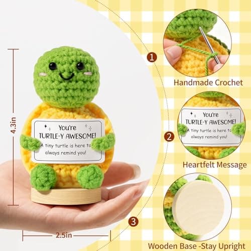 Emotional Support Crochet Plush Positive Pickle Inspirational Cheer Gifts for Women,Handmade Crochet Pickle Gift Thank You Birthday Mothers Day Teacher Appreciation Gifts for Coworker Nurse Mom Friend — view 5