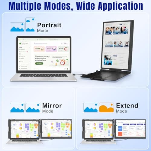 KEFEYA Laptop Screen Extender 14", FHD 1080P IPS Laptop Monitor Extender, Portable Monitor for Laptops 13-17" with USB-C/HDMI Port, Plug n Play for Windows/Mac/Android/Switch/PS5 — view 4