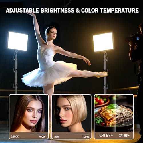 1-Pack Photography Lighting Kit, NiceVeedi 25W LED Video Light Kit, 2900-7000K Dimmable Studio Light with Tripod Stand, 73" Stream Light for Video Recording — view 2