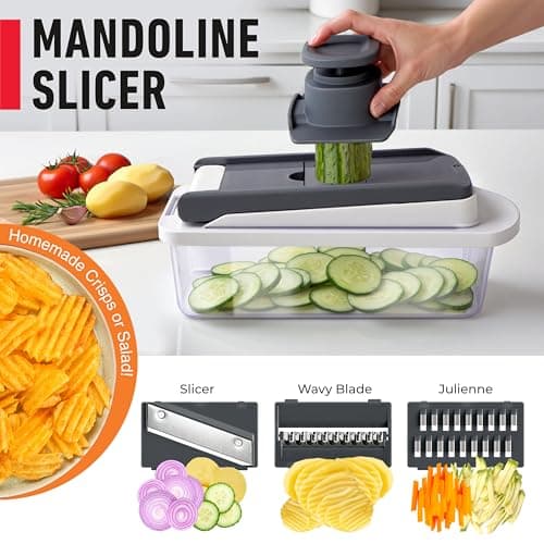 Mueller The Real Original Pro Chopper since 2013 Vegetable Chopper Mandoline Slicer, 8 Blade Food Veggie Chopper Onion Vegetable Cutter with Container, Kitchen Gadgets & Essentials, (10 in 1) — view 5