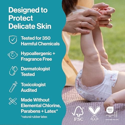 The Honest Company Clean Conscious Diapers | Plant-Based, Sustainable | Pandas + Barnyard Babies | Super Club Box, Size 2 (12-18 lbs), 124 Count
