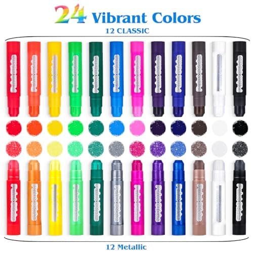 Tempera Paint Sticks,24 Colors Washable Paint for Kids,Painting Supplies For Classroom School Students,No Mess,Quick Drying,No-Toxic,Works Great on Paper,Wood,Glass,Ceramic,Canvas — view 2