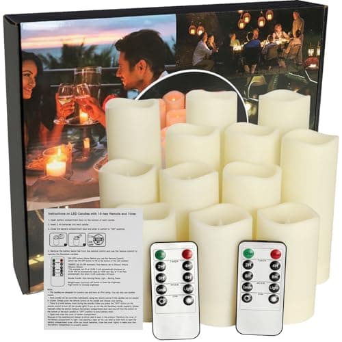 CLTNIKET12-Pack LED Flameless Candles(D 2.2''X H 4'' 5'' 6'' 7'') with Remote Control Waterproof Outdoors & Indoors, Battery Candles with Remote Timer, Decorative Remote Led Candles. — view 4