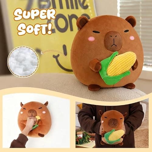 BRICHOEE Capybara Plush Toy, Cute Capybara Stuffed Animal Holding Corn, Soft Capybara Plushie Gifts for Girls Boys (Capybara with Corn, 10 inch) — view 5