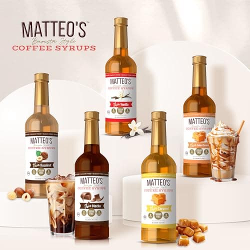 Matteo's Cookie Dough Syrup for Coffee, Lattes, Cappuccinos & Desserts – Sugar-Free Sweetener for Beverages, Keto Friendly, Zero Calories, Indulgent Flavor, Non-Alcoholic, 33.8oz (1pk) — view 5