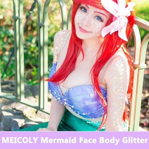 MEICOLY Clear White Face Body Glitter,Mardi Gras Face Glitter Makeup for Kids Women,Face Glitter for Running Half Marathon,Sparkly Mermaid Hair Glitter,Singer Concert Festival Rave Accessories