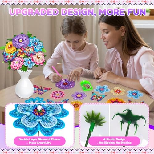 Crafts for 7 8 9 10 11 12 Year Old Girl Gift Ideas: Diamond Painting Gifts for 8-12 Year Old Girls Boys, DIY Butterfly Bouquet Making Diamond Art Kits for Kids Teens Adults Cadeau Fille 8-10 Ans