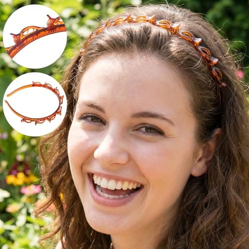 Wanmu 4 Pcs Headbands with Clips Hairpin Headband for Twisty Bangs Hairstyle Weave Bangs Toothed Clip Headbands for Women Girl Y2K Fashion Styling 90s Hair Accessories (Black, Brown) — view 3
