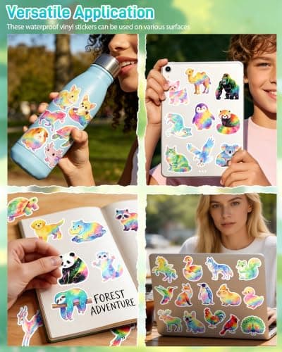 Coostiksy 102 Pcs Cute Cartoon Animal Stickers Pack for Kids Girls Adults — view 2