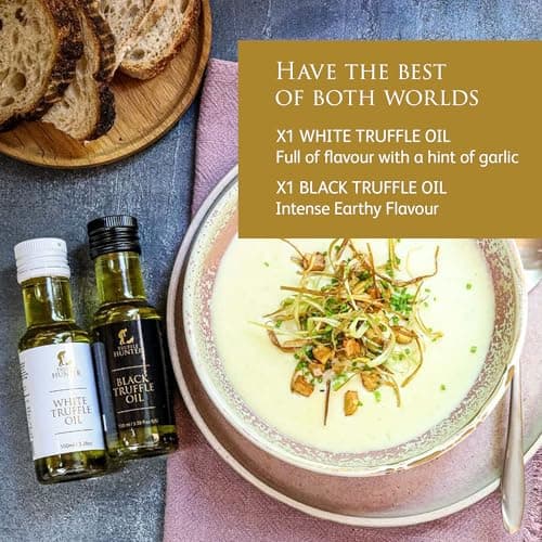 TruffleHunter - Black & White Truffle Oil Set - Extra Virgin Olive Oil for Cooking & Seasoning - 100 ml x 2