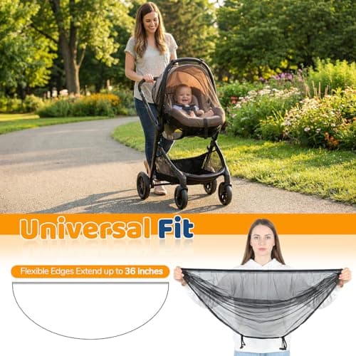 Orzbow 2-Pack Mosquito Net for Car Seat and Doona Stroller, Breathable Baby Mosquito Net for Infant Car Seats, Strollers, Baby Travel, Camping, Summer Essentials, Bug Protection, Black — view 5
