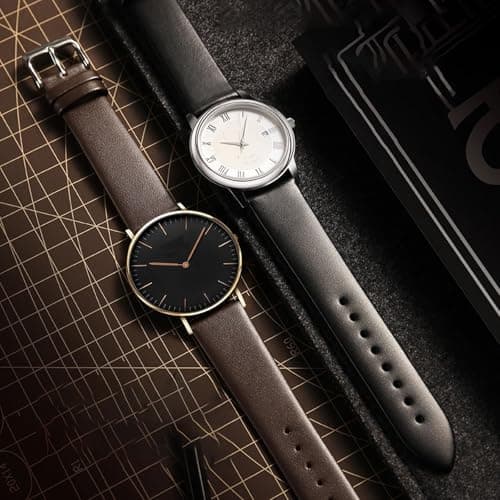 Aoeiwv Genuine Leather Watch Band Quick Release Classical Elegant Soft Leather Strap 12mm 14mm 16mm 18mm 20mm 22mm 24mm Replacement Strap for Men Women Ladies — view 4