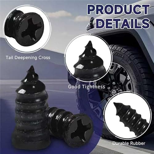 30 Pcs Tire Repair Screws, Tire Patch Kit, Screw in Tire Plugs,Quick Tool Tire Plugs, Self-Service Tire Repair Rubber Nail Kit for Patching Punctures in Vacuum Tires of Cars, Motorcycles (30) — view 2