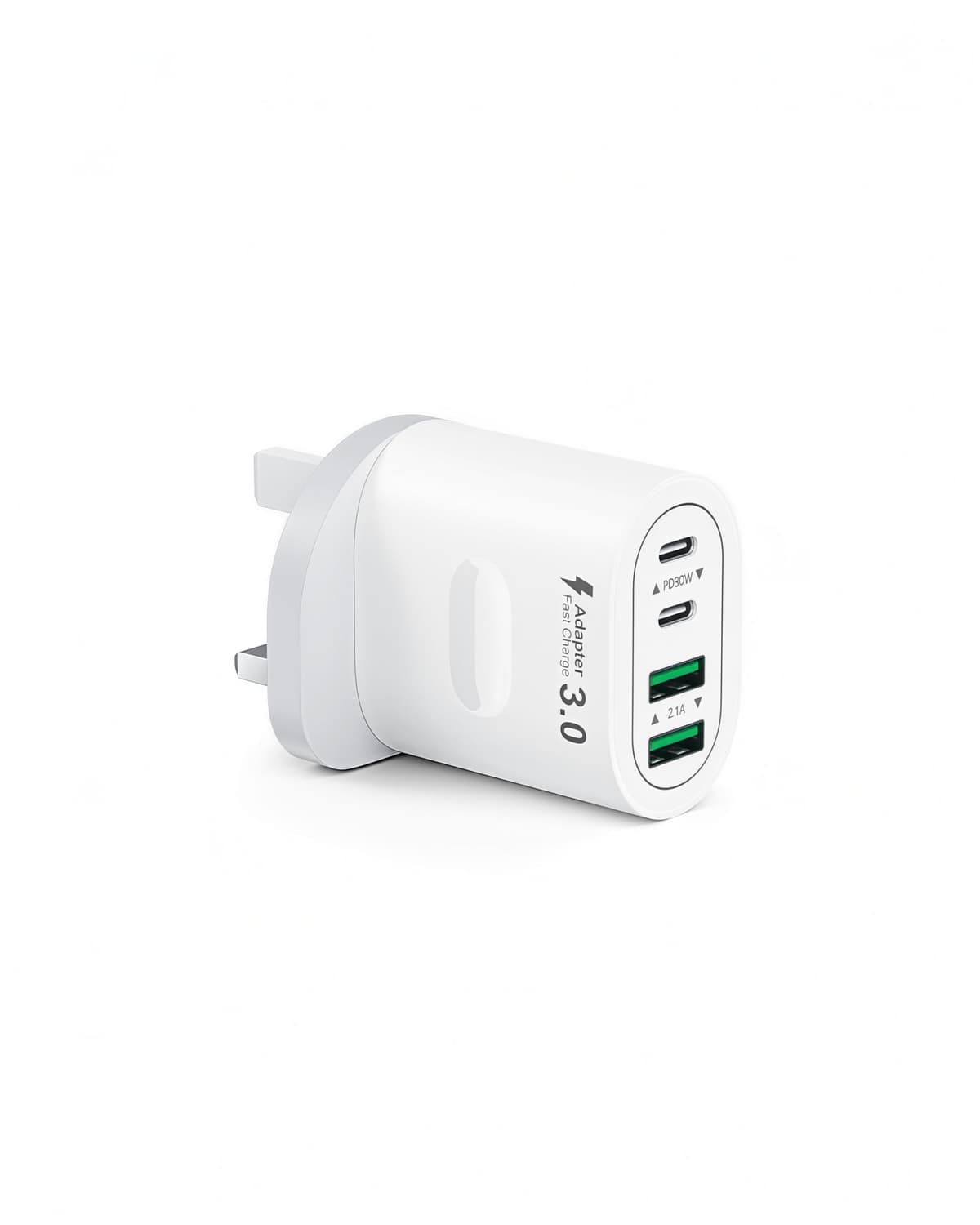 USB C Plug Fast Charge, 60W 4-Port Multi USB Plug UK Dual Port PD Power Adapter (5V/3A, 9V/3A, 12V/2.5A)+QC Mains Wall Charger, Type C Fast Charging for iPhone 16/15/14/13/12 Pro Max, Samsung, iPad
