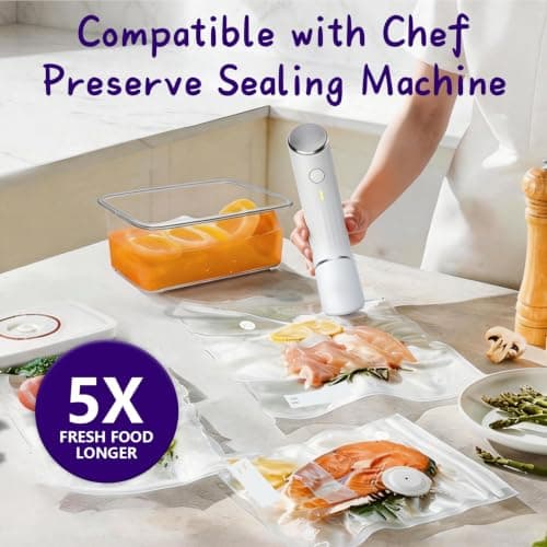 30-Pack XL Large Vacuum Sealer Bags & 2 Bonus Sealing Clips, Compatible with Chef Preserve – BPA-Free (12 x 20 in) Reusable Food Storage Bags for Freezer, Microwave, Sous Vide – Leak-Proof — view 4
