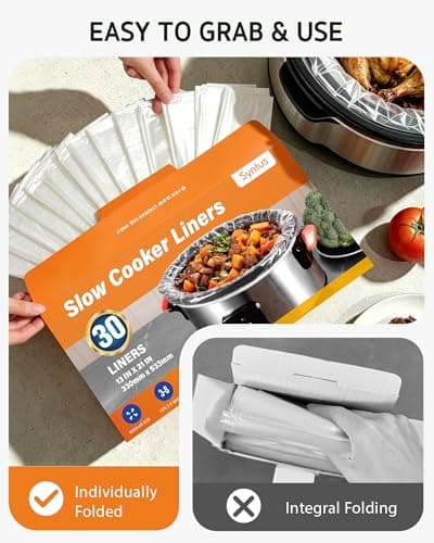 Syntus 30 Count Slow Cooker Liners, Small Size 10.5" x 17.5" Fits 1-3 Quart Pots BPA-free Disposable Cooking Bags Suitable for Oval & Round & Retangular Slow Cookers — view 5
