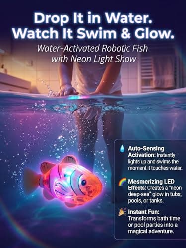 Electronic Pet Fish Bath Swimming Robot Fish Glowing Water Activated Robotic Alive Swim Fishes Moving Colorful Fishing with LED Lights for Pool Bathtub Adult Cat Dog(8pcs)
