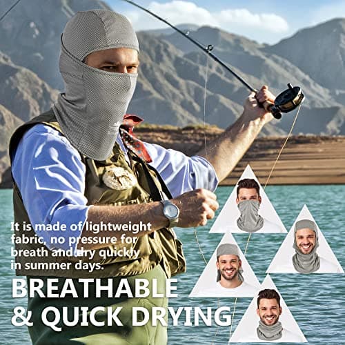 Botack Balaclava Ski Mask, Sun UV Protection Breathable Full Head Face Mask for Men Women Skiing Cycling Grey — view 3