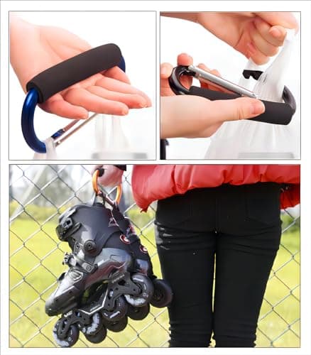 3PCS Stroller Hooks, 5.2'' Large Carabiner Clip - Carabiner Large, Baby Stroller Hooks for Hanging Bags, Stroller Accessories(Black) — view 4