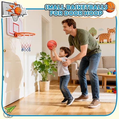 Iyoyo Mini Basketball Set - 5 Pack 6" Small Balls with Pump, Over The Door Mini Hoop Replacements, Toy for Toddlers, Kids, Teenagers, Pool, Indoors, Outdoors — view 4