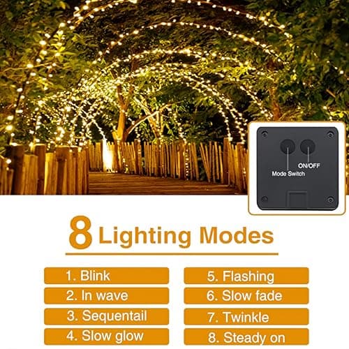 Cravonel 100FT 300 LED Solar Fairy Lights Outdoor Waterproof, Warm White — view 2