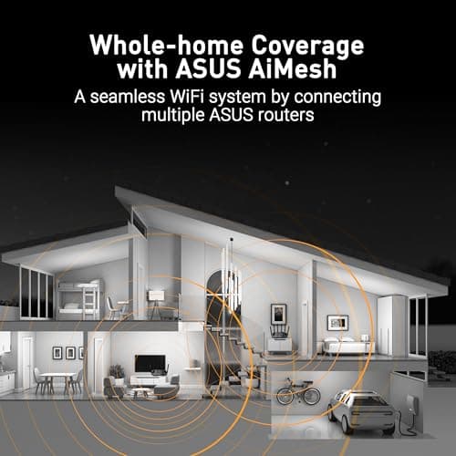 ASUS TUF Gaming BE6500 WiFi 7 Router - Dual-Band, Up to 6.5 Gbps Wireless, Game Accelerator, Multi-Link Operation (MLO), (x4) 2.5GbE Ports, Mesh + VPN Compatible, & Subscription-Free Network Security — view 3