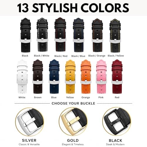 Bandini Mens Leather Rally Strap - Breathable Perforated Racing Watch Band - Replacement Racing Band - Brown 22mm — view 3