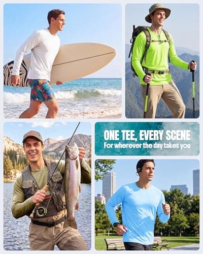 Boladeci Mens Swim Shirts Rash Guard Long Sleeve UPF 50+ UV Protection Clothing SPF Sun Shirts Block Sun-Screen T-Shirts Tops for Men Hiking Water Fishing Blue Grey