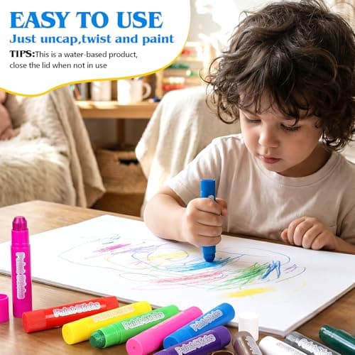 Tempera Paint Sticks,24 Colors Washable Paint for Kids,Painting Supplies For Classroom School Students,No Mess,Quick Drying,No-Toxic,Works Great on Paper,Wood,Glass,Ceramic,Canvas — view 3