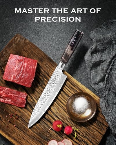Japanese Chef Knife, 67-Layer Damascus Steel 8 Inch Kitchen Knife with AUS-10 Core, Professional Hand Forged Gyuto Knife with Gift Box, Ergonomic Handle, Ideal Valentine's Day Gifts for Men Women — view 2