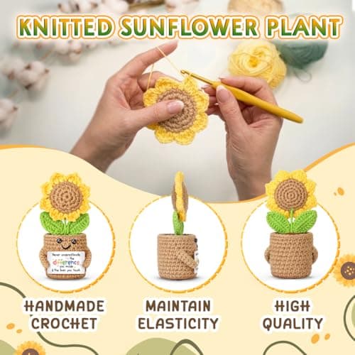 SOL VIBES Goodbye Gift for Coworkers Leaving, Sunflower Crochet Appreciation Keepsake, Farewell Retirement Going Away Present for Women, New Job Gifts for Boss Friend, Office Desk Decor — view 3