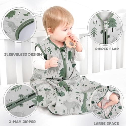 Yoofoss Baby Sleep Sack 24-36 Months Wearable Blanket for Babies 100% Organic Cotton 2-Way Zipper TOG 0.5 Toddler Sleeping Sack 3 Pack, Sleep Sacks