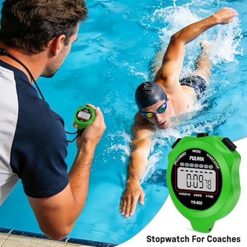PULIVIA Sports Stopwatch Timer, Single Lap Split Digital Stop Watch for Sports Kids Coaches Swimming Running, Green — view 4