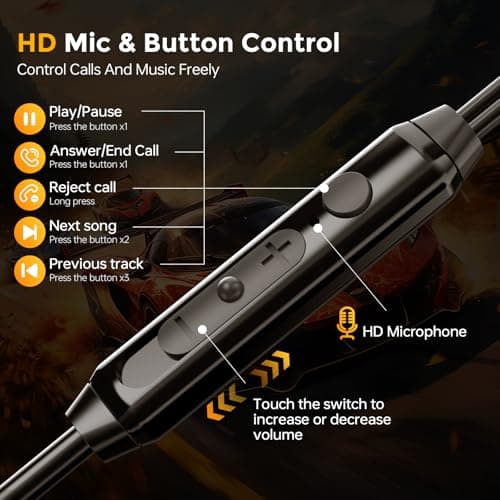BlueFire Wired Gaming Earbuds with Mic, in-Ear Headphones with Deep Bass, Noise Isolating HiFi Earphones, 3.5mm Plug for PC PS5 Phone, Detachable Mic & Volume Control — view 5