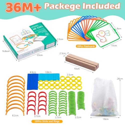 142pcs Wooden Pattern Blocks Montessori Smart Sticks Wooden Tangram Puzzles for Kids STEM Toy Activities Preschool Montessori Brain Teaser STEM Gift for 3 4 5 6 Years Old Kids Boys Girls
