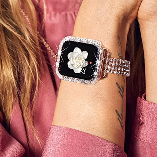 KADES Bling Case for Apple Watch 40mm with Built-in Screen Protector, Sparkling Rhinestone Protective Cover Compatible with Apple Watch Series SE3 SE2 6 5 4 SE (40mm, Clear) — view 5