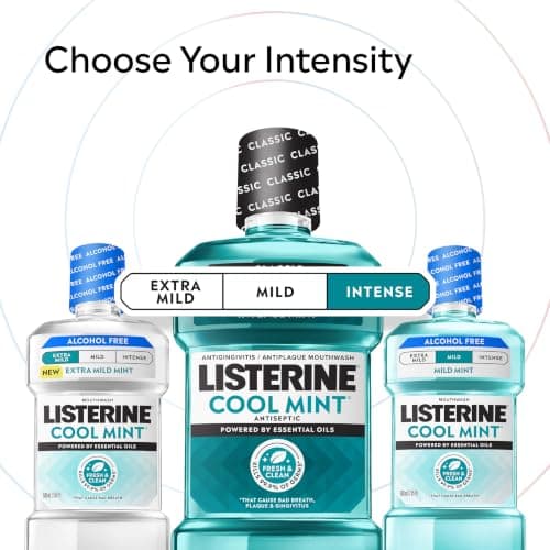 Listerine Cool Mint Intense Antiseptic Mouthwash, Daily Oral Rinse Kills 99.9% of Germs that Cause Bad Breath, Plaque and Gingivitis. For a Fresh, Clean Mouth, Intense Mint Flavor, 1.5 L — view 3