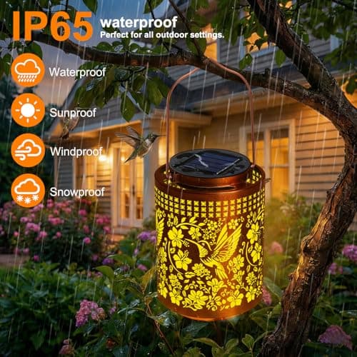 ZKLiLi Solar Lanterns Outdoor Waterproof Hummingbird Garden Decor Gifts for Women Mom Grandma Hanging Solar Lights Metal Solar Decoration Outside for Yard, Patio, Backyard, Porch — view 4
