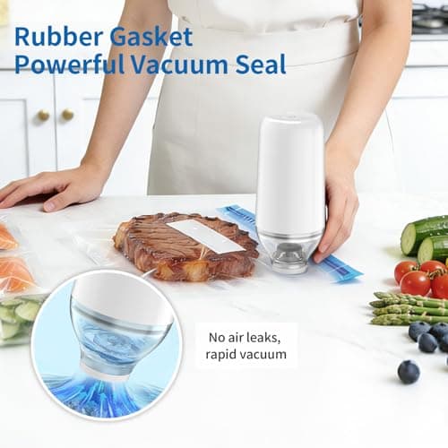 BAMCOO Vacuum Sealer for Food, Powerful Handheld Vacuum Sealer Machine, Portable Food Sealer for Food Storage, Camping, Reusable Vacuum Bags Compatibility, White(Pump Only) — view 5