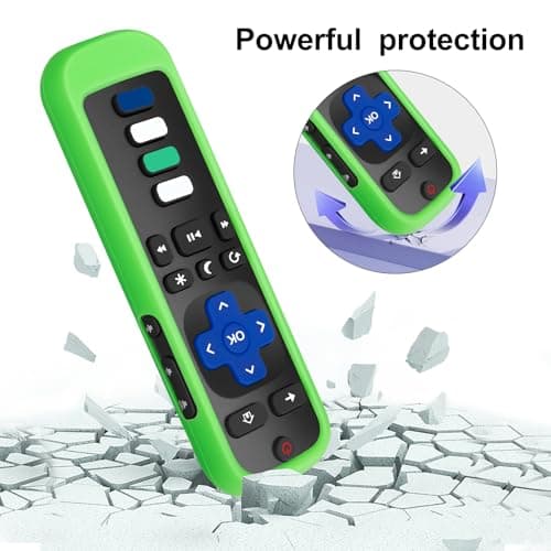 (Pack of 2) Remote Cover Case for Roku TV Remote Control/Silicone Protective Sleeve Skin - Glow in The Dark (Green/Blue) — view 4
