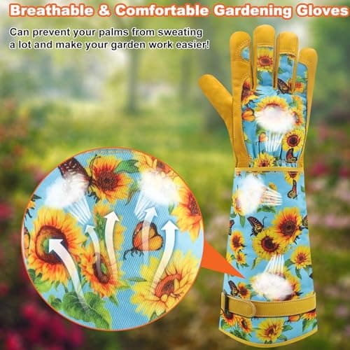 DLY Garden Gloves for Women,Gardening Gloves,Gardening Gift for Lady,Blue,M — view 2