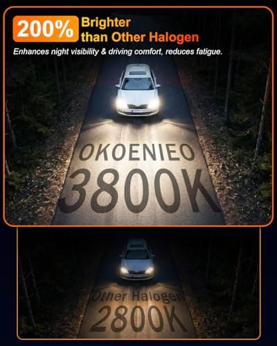 OKOENIEO 9012 Halogen Headlight Bulb, 12V 55W Standard Halogen Light Bulb, 3800K, 4000 Lumens, High Brightness Headlight Bulb, Head Light Bulbs for Car,Headlight Bulbs Low Beam, Pack of 2