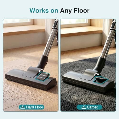 OLIXIS Canister Vacuum Cleaner for Home, Lightweight Portable Vacuum Cleaners with Automatic Retractable Cord, Bagless Canister with Washable HEPA Filter for Hardwood Floor & Carpet, Green — view 3